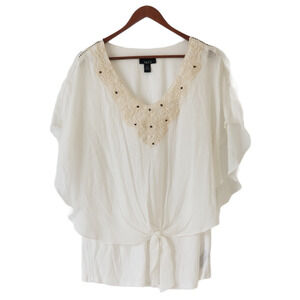 ALVX, Kimono sleeve tunic, Embroidery around the neck - Size OX - Brand New